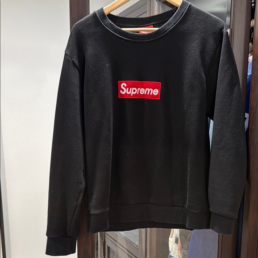 Supreme Black Crewneck with Red Emblem